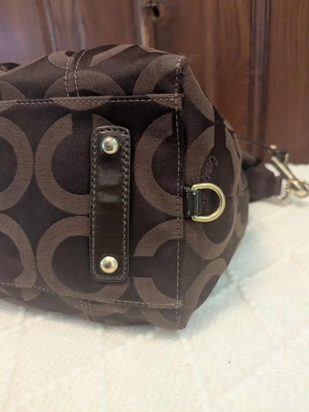 COACH Brown 14294 MADISON AUDREY OP ART SATCHEL SHOULDER BAG HANDBAG